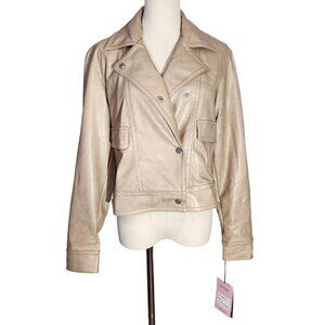 Avec Les Filles Faux Ever Leather Moto Jacket In Sahara New With Tags Women's S